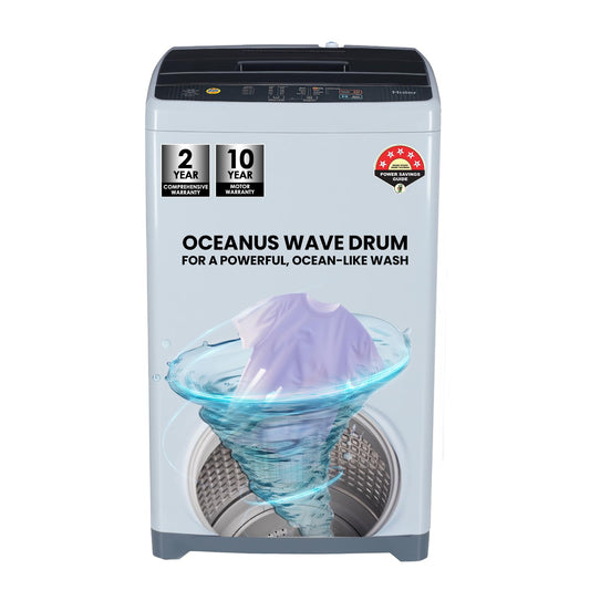 Haier 6.0 Kg 5 Star Oceanus Wave Technology Fully Automatic Top Loading Washing Machine (HWM60-AE, Magic Filter, Moonlight Grey) 