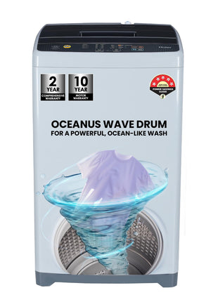 Haier 6 kg 5 Star Oceanus Wave Drum Washing Machine Fully Automatic Top Load (HWM60-AE, Moonlight Silver) 