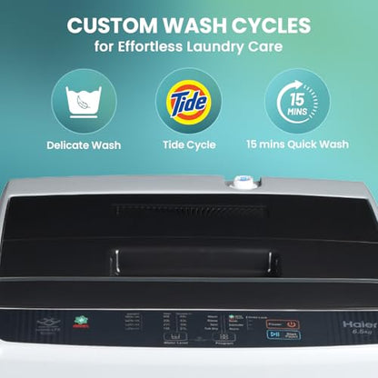 Haier 6 kg 5 Star Oceanus Wave Drum Washing Machine Fully Automatic Top Load (HWM60-AE, Moonlight Silver) 