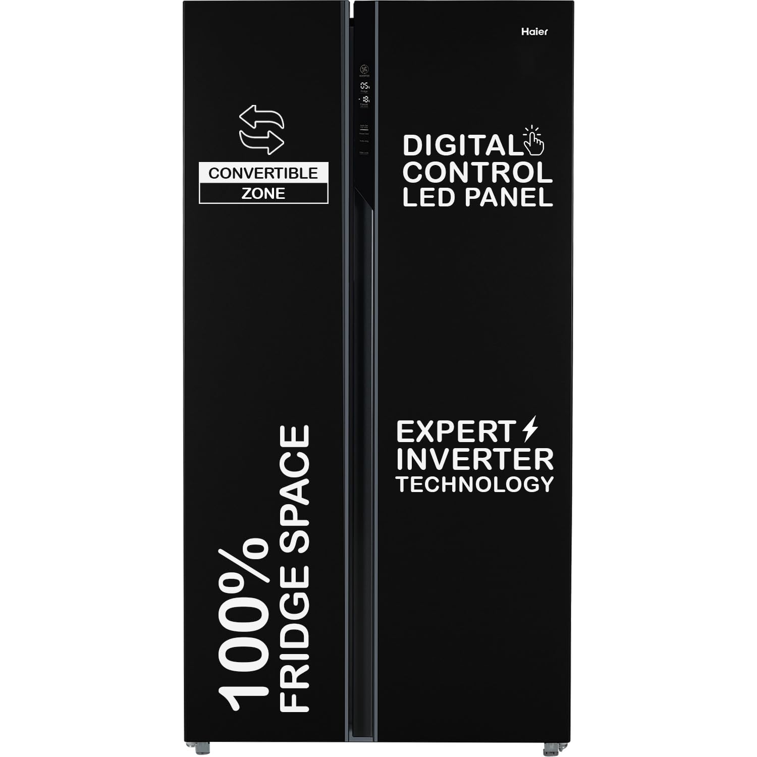 Haier 602 L, 3 Star, 100% Convertible Fridge Space, Expert Inverter, Frost Free Side by Side Refrigerator, (HRS-682KS, Black Steel) 