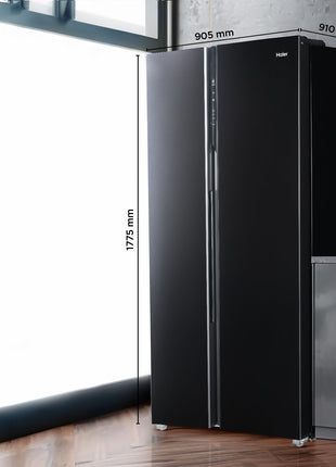 Haier 602 L, 3 Star, 100% Convertible Fridge Space, Expert Inverter, Frost Free Side by Side Refrigerator, (HRS-682KS, Black Steel) 