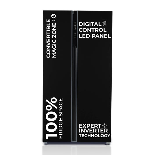 Haier 602 L, 3 Star, 100% Convertible Fridge Space, Expert Inverter, Frost Free Side by Side Refrigerator, (HRS-682KS, Black Steel) 