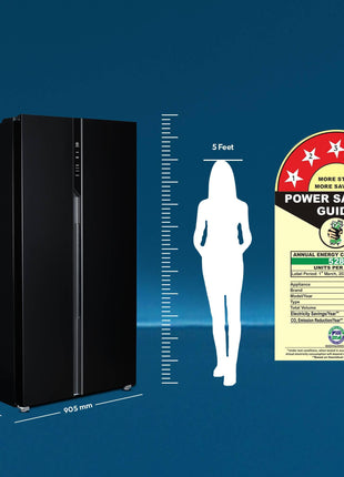 Haier 602 L, 3 Star, 100% Convertible Fridge Space, Expert Inverter, Frost Free Side by Side Refrigerator, (HRS-682KS, Black Steel) 