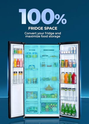 Haier 602 L, 3 Star, 100% Convertible Fridge Space, Expert Inverter, Frost Free Side by Side Refrigerator, (HRS-682KS, Black Steel) 