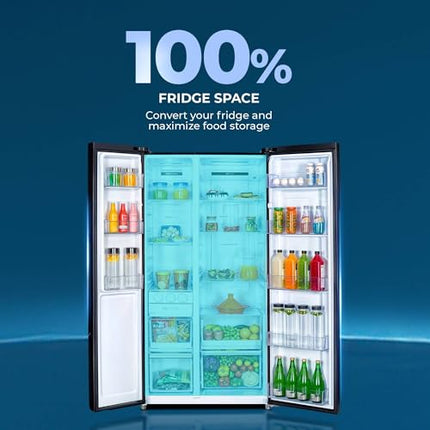 Haier 602 L, 3 Star, 100% Convertible Fridge Space, Expert Inverter, Frost Free Side by Side Refrigerator, (HRS-682KS, Black Steel) 