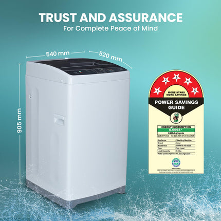 Haier 7 Kg 5 Star Fully Automatic Top Load Washing Machine with Oceanus Wave Drum, Magic Filter, 8 Wash Programs (HWM70-AE, Moonlight Silver, Stainless Steel Drum, 15 Mins Quick Wash) 