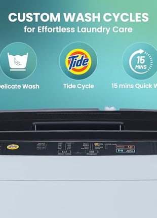 Haier 7 Kg 5 Star Fully Automatic Top Load Washing Machine with Oceanus Wave Drum, Magic Filter, 8 Wash Programs (HWM70-AE, Moonlight Silver, Stainless Steel Drum, 15 Mins Quick Wash) 