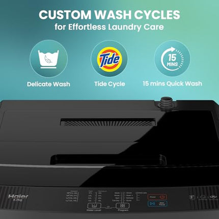 Haier 8 Kg 5 Star Fully Automatic Top Load Washing Machine with Oceanus Wave Drum, Magic Filter, 8 Wash Programs (ETL80-AES5, Brown Grey, Stainless Steel Drum, 15 Mins Quick Wash) 