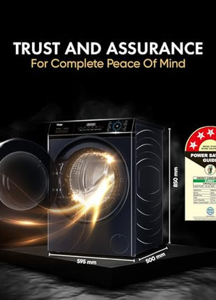 Haier 9 Kg 5 Star Direct Motion Motor AI DBT Technology Fully-Automatic Front Load Washing Machine with In-Built Heater (EFL90-DM14IBIEBK, Super Drum 525, PuriSteam, Black) 
