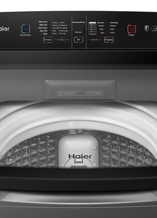 Haier 9 Kg, 5 Star, Oceanus Wave Technology Toughened Glass Fully Automatic Top Loading Washing Machine (HWM90-H678ES8, Inbuilt Heater, Near Zero Pressure, Dark Jade Silver) 