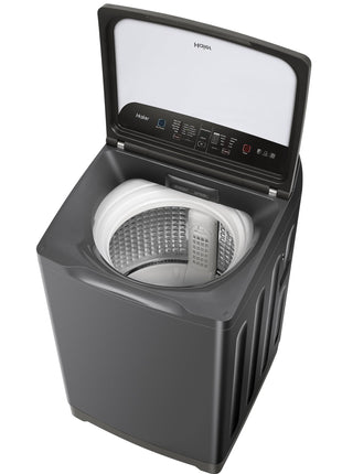 Haier 9 Kg, 5 Star, Oceanus Wave Technology Toughened Glass Fully Automatic Top Loading Washing Machine (HWM90-H678ES8, Inbuilt Heater, Near Zero Pressure, Dark Jade Silver) 