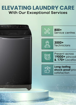 Haier 9 Kg, 5 Star, Oceanus Wave Technology Toughened Glass Fully Automatic Top Loading Washing Machine (HWM90-H678ES8, Inbuilt Heater, Near Zero Pressure, Dark Jade Silver) 