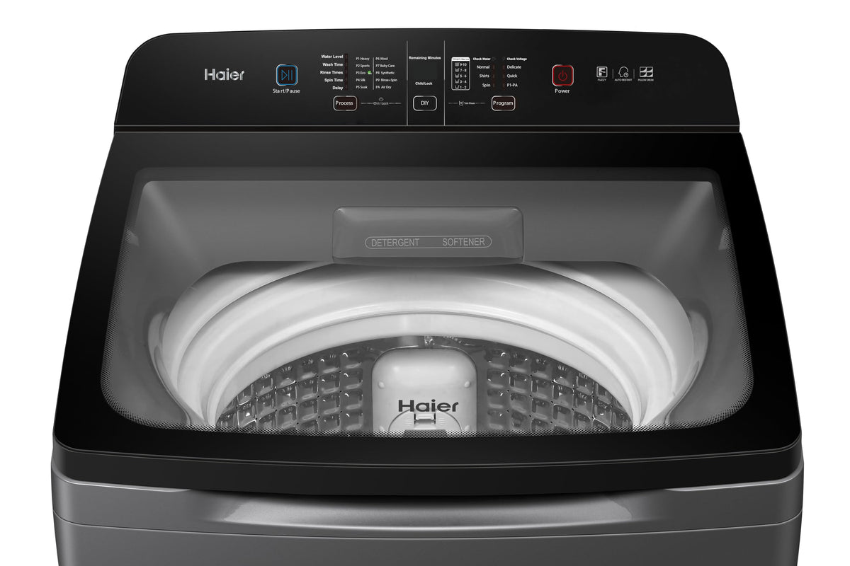 Haier 9 Kg, 5 Star, Oceanus Wave Technology Toughened Glass Fully Automatic Top Loading Washing Machine (HWM90-H678ES8, Inbuilt Heater, Near Zero Pressure, Dark Jade Silver) 
