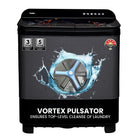 Haier 9 kg 5 Star Toughened Glass & Vortex pulsator Semi Automatic Top Load (HTW90-178FL,Black) 