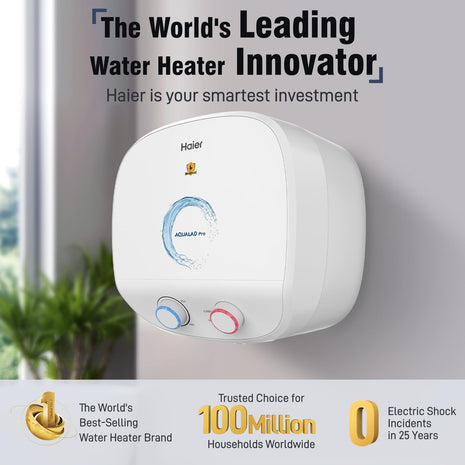 Haier Aqualad Pro Geyser 25 Litre 5 Star 1-3KW Adjustable Storage Water Geyser |Free Installation&Flexi Pipe| Warranty 10 Yr on Tank |Dual Control Knob |Shockproof Tech |Glassline Tank |9-Level Safety 