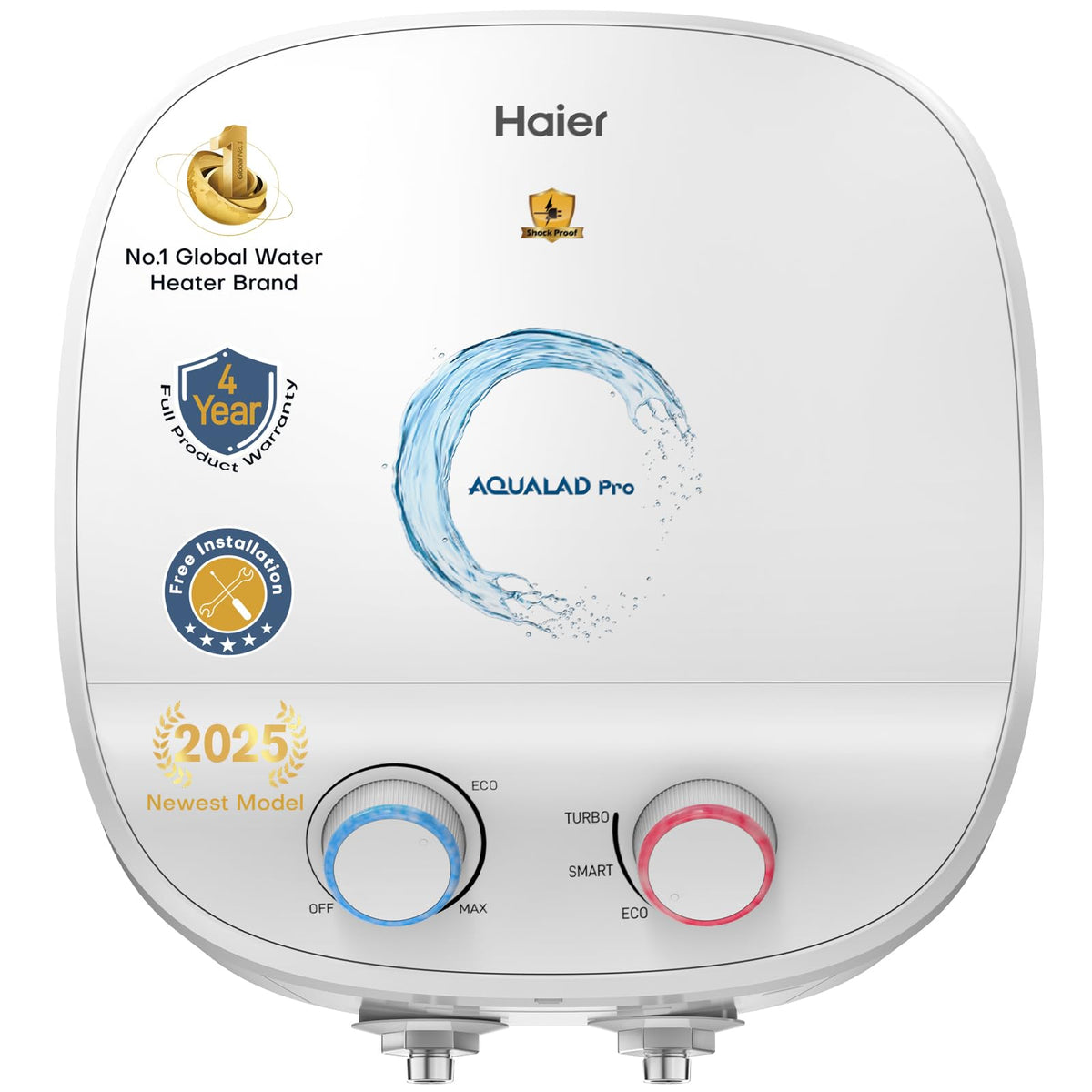 Haier Aqualad Pro Geyser 25 Litre 5 Star 1-3KW Adjustable Storage Water Geyser |Free Installation&Flexi Pipe| Warranty 10 Yr on Tank |Dual Control Knob |Shockproof Tech |Glassline Tank |9-Level Safety 