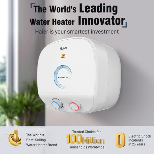 Haier Aqualad Pro Geyser 25 Litre 5 Star 1-3KW Adjustable Storage Water Geyser |Free Installation&Flexi Pipe| Warranty 10 Yr on Tank |Dual Control Knob |Shockproof Tech |Glassline Tank |9-Level Safety 
