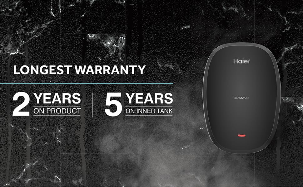 Haier BlackVolt Instant Water Heater 3 Litre with 3kW | Fast Heating | Copper Heating Element | 6.5 Bar Pressure | Instant Geyser for Kitchen & Bathroom | 5-Year Tank Warranty | EI3V-BLACKVOLT 