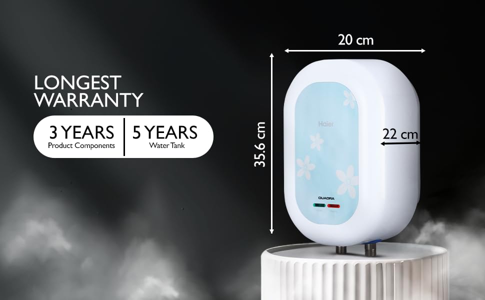 Haier ES3V-C1 Instant Water Heater 3 Litre Geyser 3 KW Water Geyser for Home No Weld Glasslined Tank|ABS Body| Indicating Light| Advanced Multi-Layered Safety|High Rise Compatible 