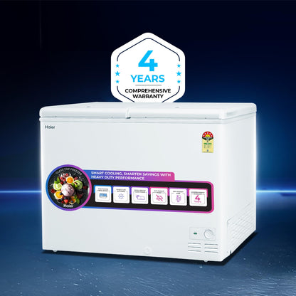 Haier HFC-320DM5, 5 Star Rating Double Door Convertible Deep Freezer, 5 Side Uniform Freezing, Heavy Duty Compressor, inside metal liner with 3 Layer Door Design (White) 