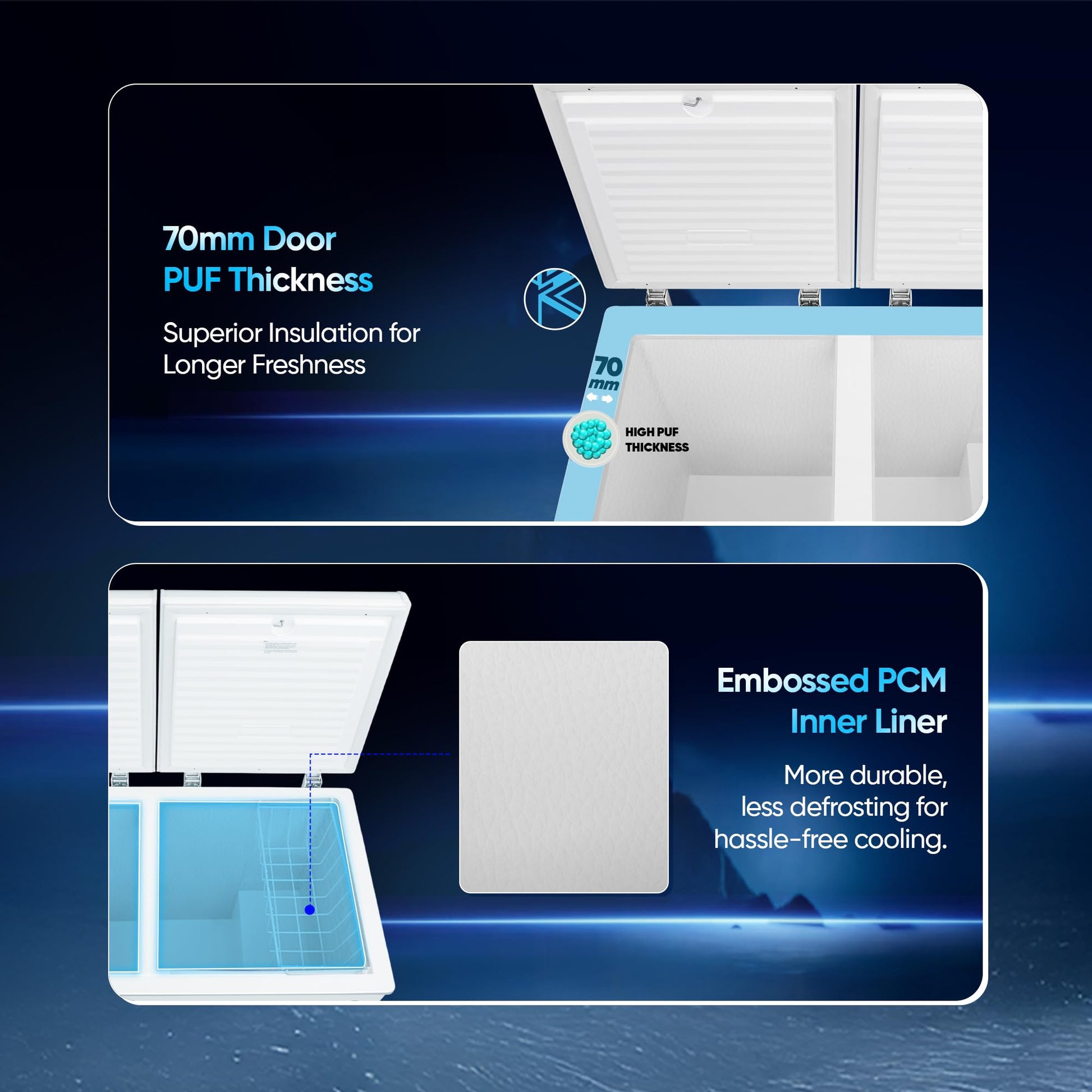 Haier HFC-320DM5, 5 Star Rating Double Door Convertible Deep Freezer, 5 Side Uniform Freezing, Heavy Duty Compressor, inside metal liner with 3 Layer Door Design (White) 