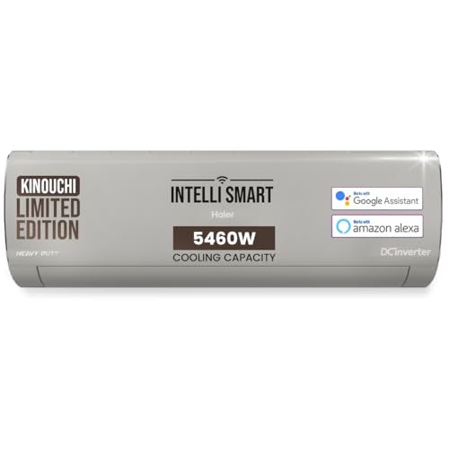 Haier Limited Edition 1.6 Ton 5 Star HEXA Inverter Smart Split AC (5460 Watts, Copper, Heavy Duty, Wi-Fi, 4-Way Swing, Frost Clean, HD Filter, Cools at 60°C-HSU19K-PZFM5BN-INV,Morning Mist) 
