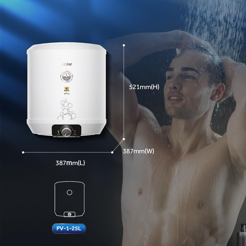 Haier Precis-Pro 25-L 5 Star Storage Wall Mount Water Heater(Geyser)With Pipe Free Installation,Shock Proof,Glasslined Tank,Abs Body,Temperature Indicator,8 Safety Levels,Suitable High Rise Buildings 