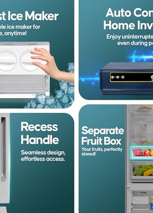 Haier SmartChoice 445 L 2 Star Frost Free Bottom Mount Double Door Refrigerator | Convertible 14-in-1 | Jhukna Mat-Bottom Freezer | Digital Display Panel | Triple Inverter (HEB-452TS-P, Inox Steel) 