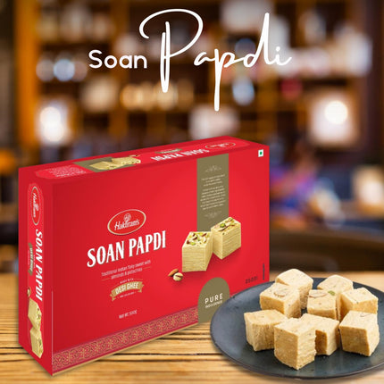 Haldiram's Soan Papdi 500g | Traditional Indian Sweet | Finest Ingredients | Crunchy Almonds & Pistachios | Indian Mithai | Festive Delight | Great Gift Pack for Festival | Mithai for Raksha Bandhan 