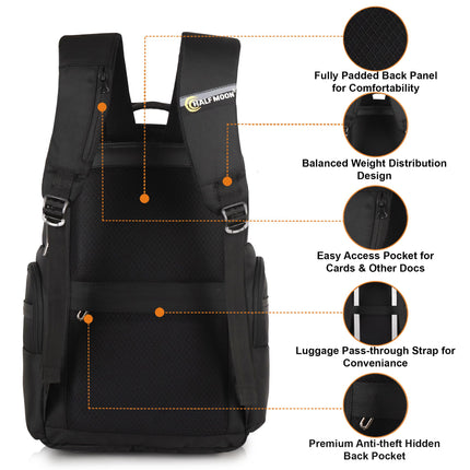 Half Moon Alpha Business Backpack for Men 35L Heavy Duty Premium Laptop Backpack 1680D Polyester 15.6-inch Padded Laptop Bag Water/Scratch-resistant Multiple Pockets with 1 Year Warranty 
