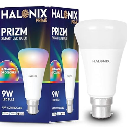 Halonix Wi-Fi Enabled Smart LED Bulb 9W B22D (16 Million Colors + Warm White/Neutral White/White) (Compatible with Amazon Alexa and Google Assistant) 