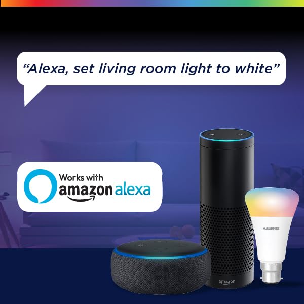 Halonix Wi-Fi Enabled Smart LED Bulb 9W B22D (16 Million Colors + Warm White/Neutral White/White) (Compatible with Amazon Alexa and Google Assistant) 