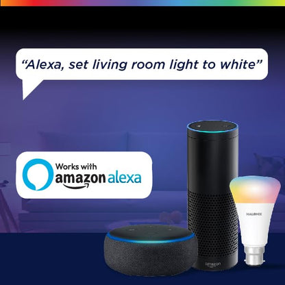 Halonix Wi-Fi Enabled Smart LED Bulb 9W B22D (16 Million Colors + Warm White/Neutral White/White) (Compatible with Amazon Alexa and Google Assistant) 