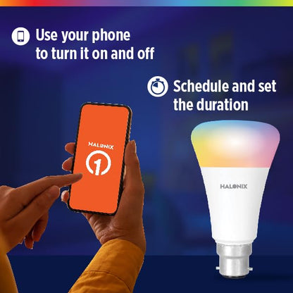 Halonix Wi-Fi Enabled Smart LED Bulb 9W B22D (16 Million Colors + Warm White/Neutral White/White) (Compatible with Amazon Alexa and Google Assistant) 