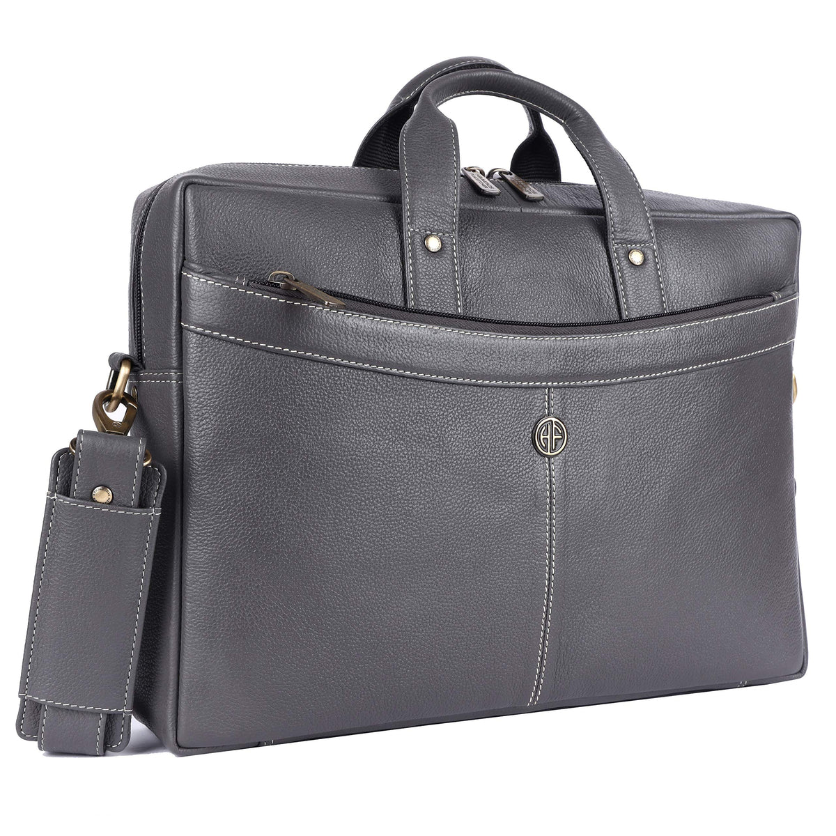 HAMMONDS FLYCATCHER Genuine Leather Office Bag for Men, 15.6 Inch Professional Laptop Bag for Men, Adjustable Strap and Multiple Compartments, Leather Bag for Men - 1 Year Warranty - Graphite Grey 