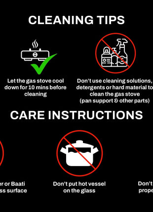 Haute Kitchen Haute Evoque Series 2.0 X Sabaf Black&White 4 Burner Manual Ignition Glass Gas Stove |8MM Atom Glass || Door Step Service | 5 years warranty on Burner, Glass, Valves By Haute Home 