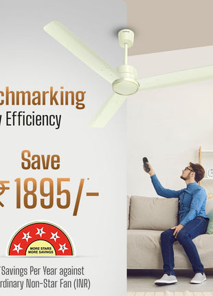 Havells 1200mm Ambrose Slim BLDC Ceiling Fan | Premium Finish Decorative Fan, Remote Control, High Air Delivery | 5 Star Rated, Upto 60% Energy Saving | 2+1* Year Warranty | (Pack of 1, Bianco) 