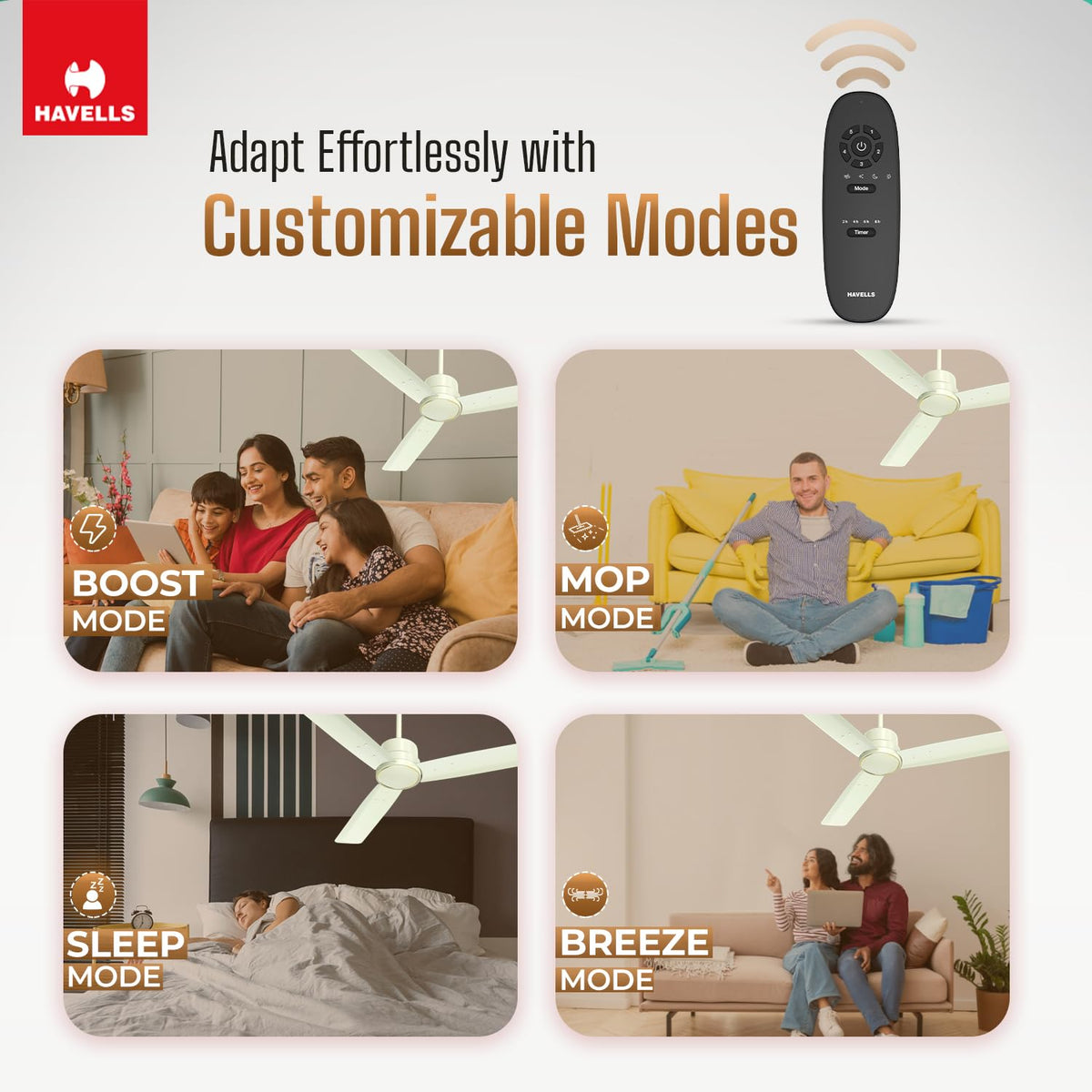 Havells 1200mm Ambrose Slim BLDC Ceiling Fan | Premium Finish Decorative Fan, Remote Control, High Air Delivery | 5 Star Rated, Upto 60% Energy Saving | 2+1* Year Warranty | (Pack of 1, Bianco) 