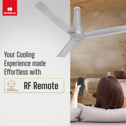 Havells 1200mm Elio BLDC Ceiling Fan | Remote Controlled, High Air Delivery Fan | 5 Star Rated, Upto 60% Energy Saving, 2+1* Year Warranty | (Pack of 1, Grey) 