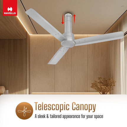 Havells 1200mm Elio BLDC Ceiling Fan | Remote Controlled, High Air Delivery Fan | 5 Star Rated, Upto 60% Energy Saving, 2+1* Year Warranty | (Pack of 1, Grey) 
