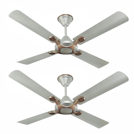Havells 1200mm Leganza ES 4B Ceiling Fan | Best fan in 4 Blade, Premium Finish Decorative Fan, High Air Delivery | Energy Saving, 100% Pure Copper Motor, 2 Year Warranty | (Pack of 2, Bronze Gold) 