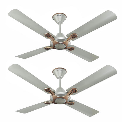 Havells 1200mm Leganza ES 4B Ceiling Fan | Best fan in 4 Blade, Premium Finish Decorative Fan, High Air Delivery | Energy Saving, 100% Pure Copper Motor, 2 Year Warranty | (Pack of 2, Bronze Gold) 