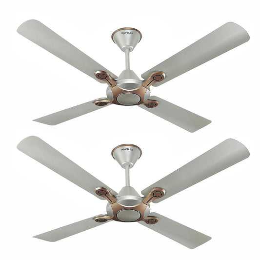 Havells 1200mm Leganza ES 4B Ceiling Fan | Best fan in 4 Blade, Premium Finish Decorative Fan, High Air Delivery | Energy Saving, 100% Pure Copper Motor, 2 Year Warranty | (Pack of 2, Bronze Gold) 