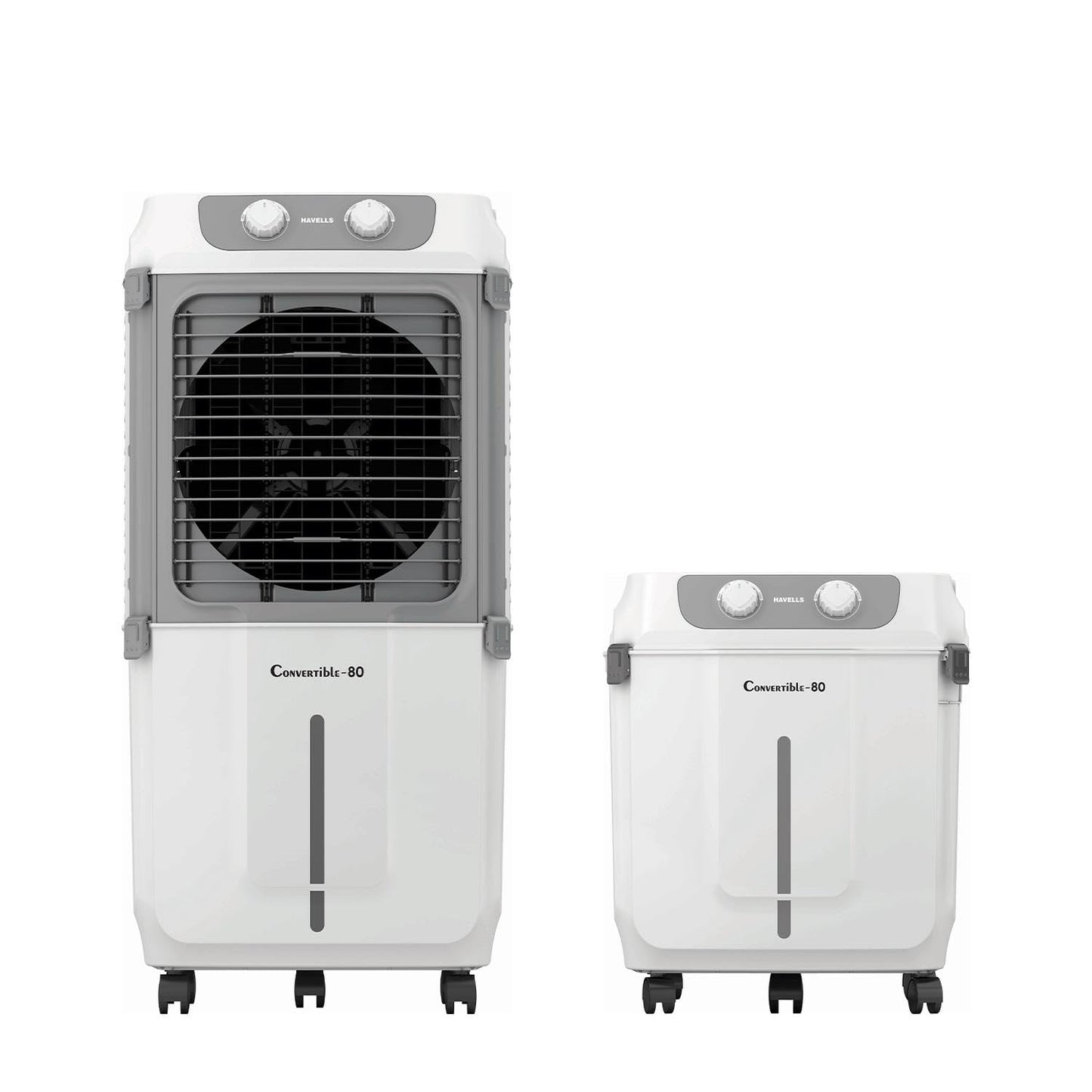 Havells 2-in-1 Convertible 80 L Desert Air Cooler for room| Dual functionality & easy storing| Can be used as side table| 5 Leaf Metal Blade Fan| Powerful Air-Delivery| Bacteria shield honeycomb pads 