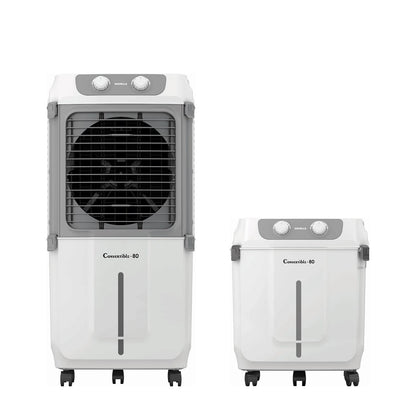 Havells 2-in-1 Convertible 80 L Desert Air Cooler for room| Dual functionality & easy storing| Can be used as side table| 5 Leaf Metal Blade Fan| Powerful Air-Delivery| Bacteria shield honeycomb pads 