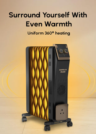 Havells 9 Fin Hestio Wave Oil Filled Radiator 2400W 3 Heat Settings PTC 