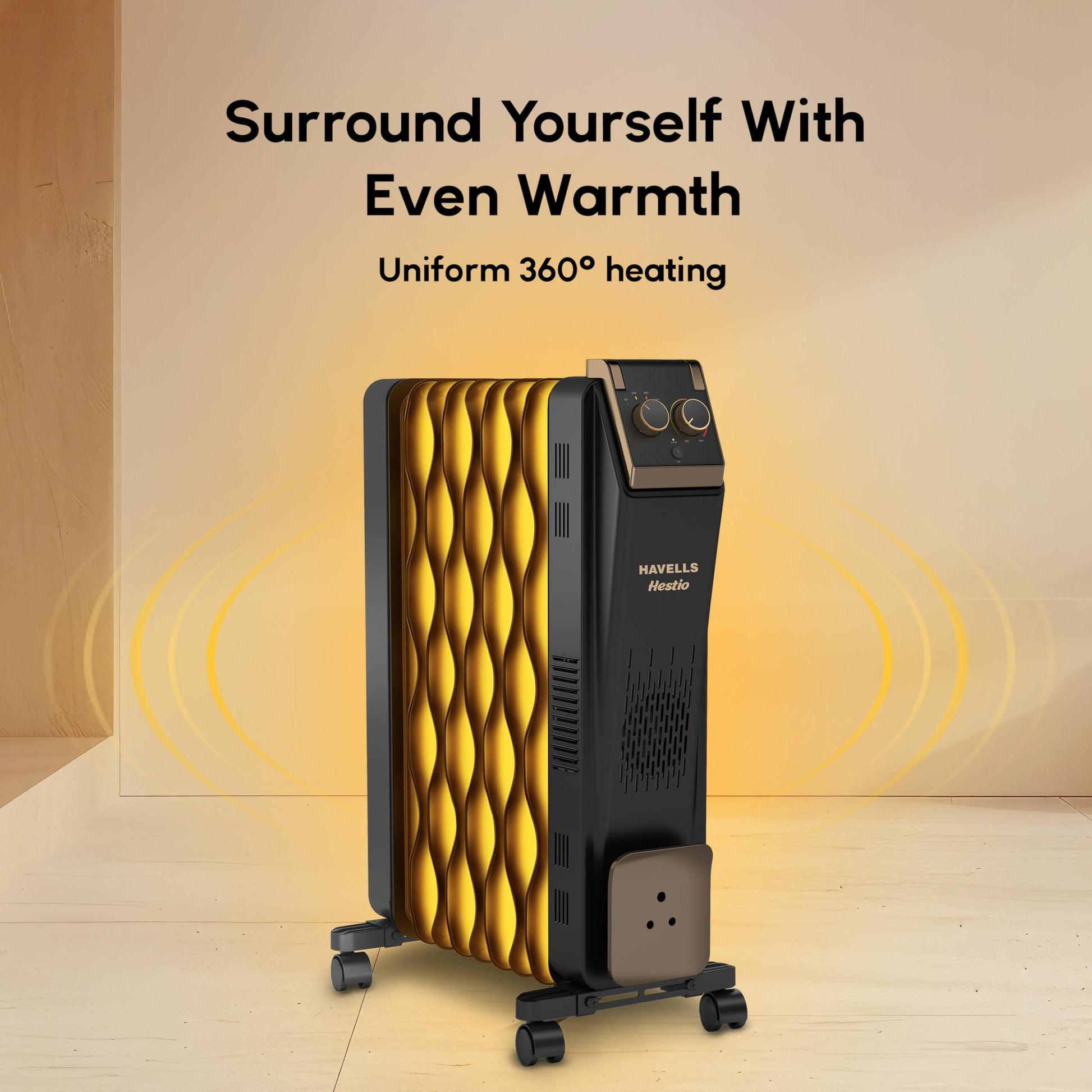 Havells 9 Fin Hestio Wave Oil Filled Radiator 2400W 3 Heat Settings PTC 