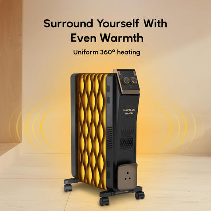 Havells 9 Fin Hestio Wave Oil Filled Radiator 2400W 3 Heat Settings PTC 