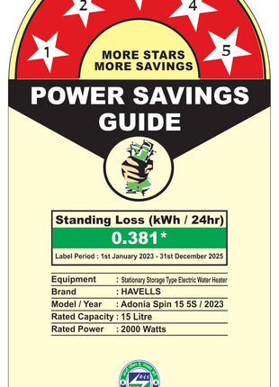 Havells All New Adonia Spin 15L 5 Star Storage Water Heater(Geyser)|Faster Heating|Safe to use|Saves electricity|Feroglas Coated Anti Rust Tank| Temp. setting knob|7 Yr. Tank Warranty| Made In India 