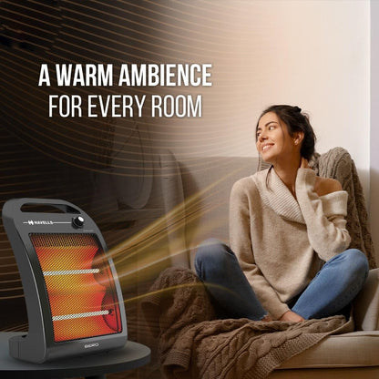 Havells Bero Quartz Heater Black 800 watt 2 Heat Settings 2 Year Product Warranty 